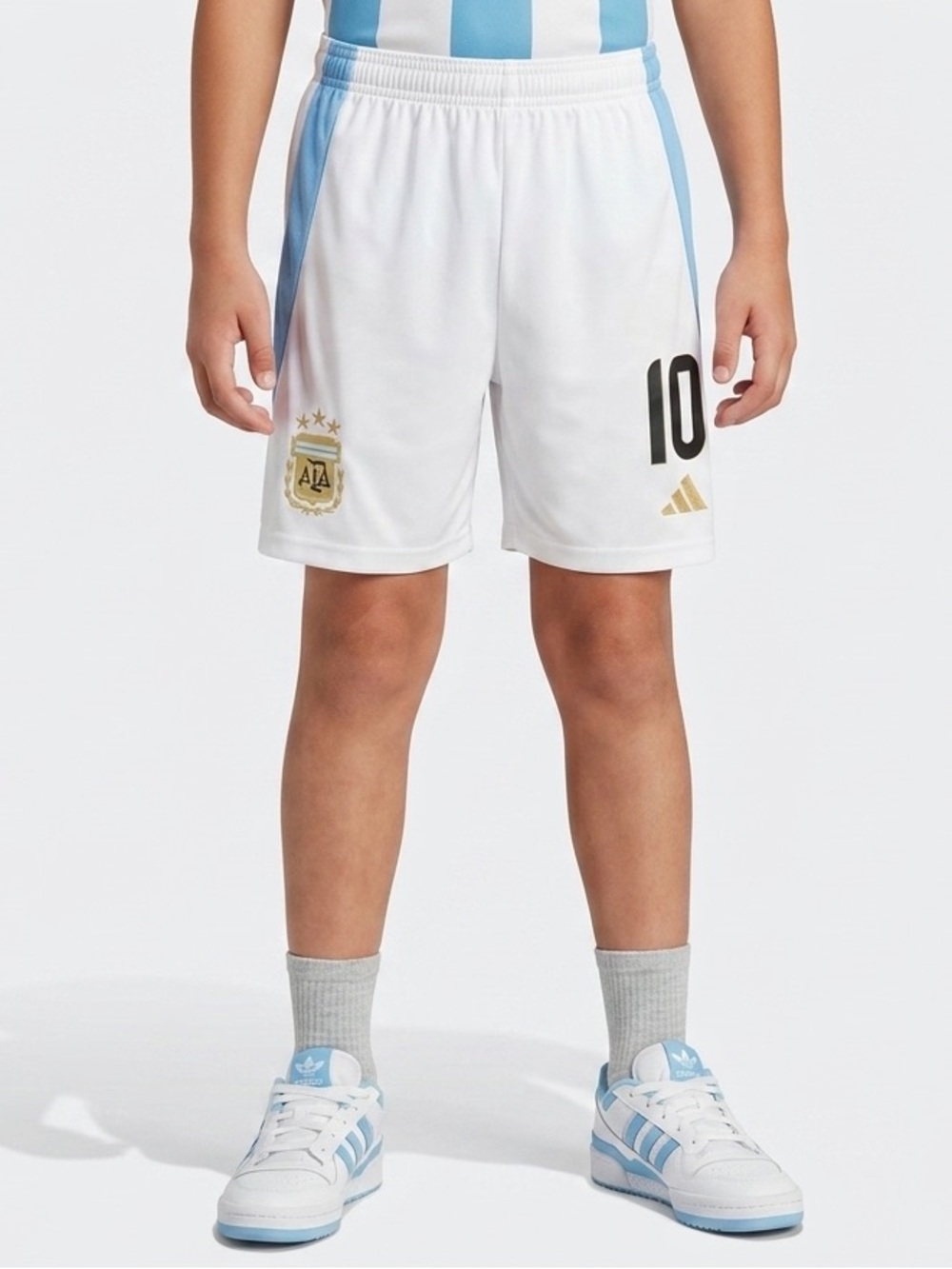These are the white 2024 home shorts featuring the 3-star AFA Lionel Messi #10